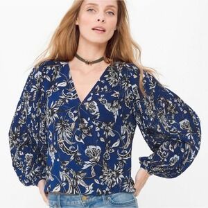 White House Black Market‎ Blouse Womens 2 Floral Faux wrap High Low Sheer Work